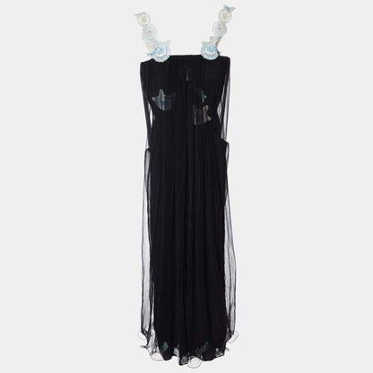 Giorgio Armani Black Tulle Embellished Flared Dress – Size S – Brand New