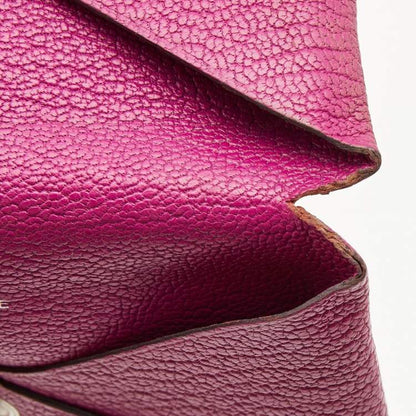 Hermès Cyclamen Chevre Mysore Leather Calvi Card Holder