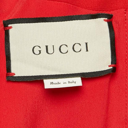 Gucci Red Silk Wool Ruffled Mini Dress with Detachable Collar – Size M – Brand New