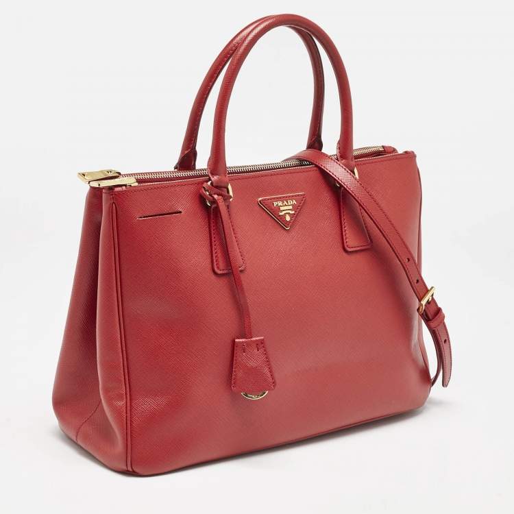 Prada Red Saffiano Lux Leather Medium Tote