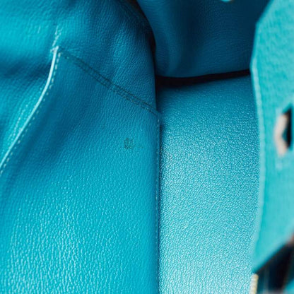 Hermes Blue Izmir Clemence Leather Birkin 30 Bag