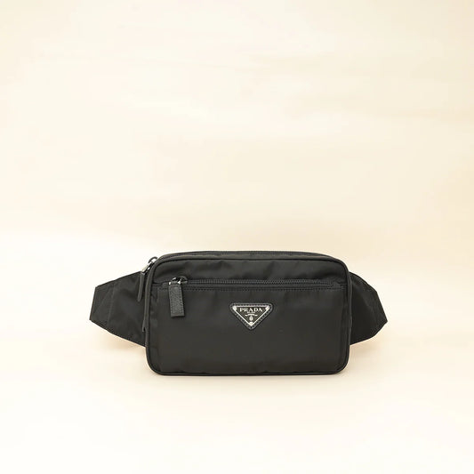 Prada Black Re-Nylon & Saffiano Leather Belt Bag