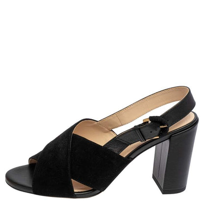 Tod’s Black Crisscross Block Heel Sandals - Size 37.5
