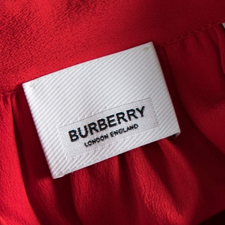 Burberry Red Silk Button Down Maxi Dress – Size S – Brand New
