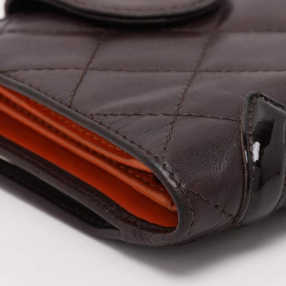 Chanel Brown Quilted Leather Cambon Ligne Compact Wallet