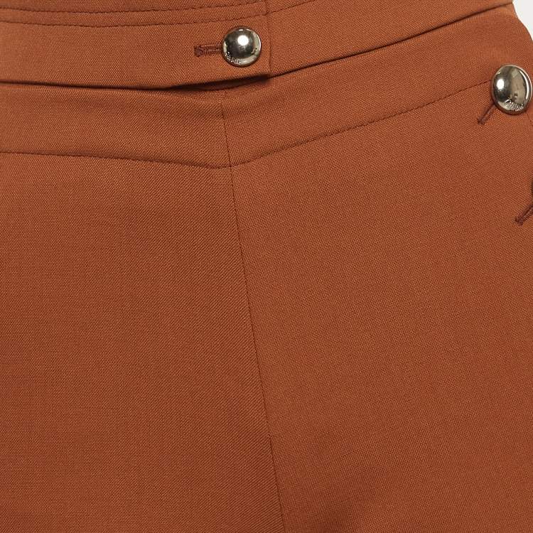 Chloé Brown Rust Virgin Wool Wide Leg Pants – Size S