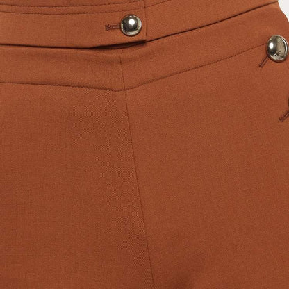 Chloé Brown Rust Virgin Wool Wide Leg Pants – Size S