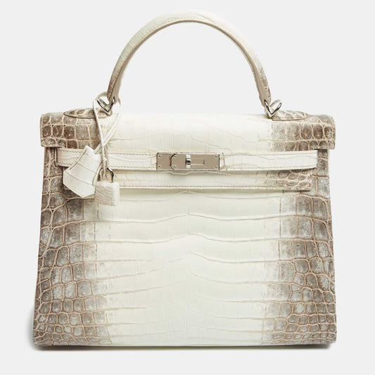 Hermès Blanc Crocodile Niloticus Himalaya Palladium Finish Kelly Retourne 32 Bag