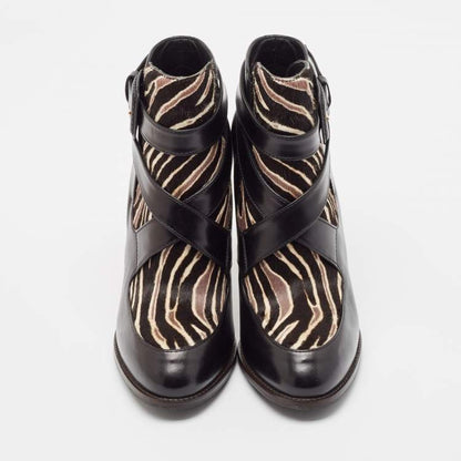 Tod’s Black & Brown Calf Hair and Leather Ankle Boots - Size 38.5