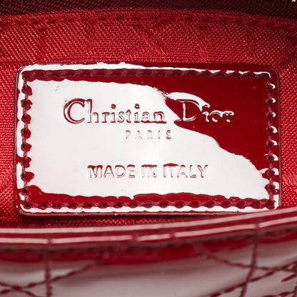 Dior Lady Dior Mini Red Cannage Patent Leather Tote Bag