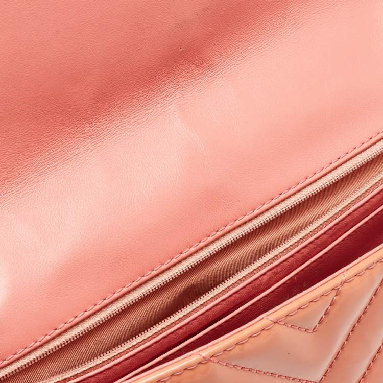 Chanel Pink Chevron Patent Leather Jumbo Flap Bag