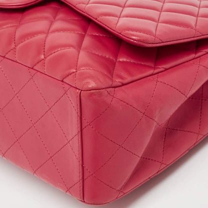 Chanel Red Quilted Leather Maxi Classic Single Flap Bag
