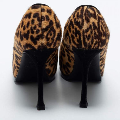YSL Leopard Print Calf Hair Tribtoo Pumps Size 35