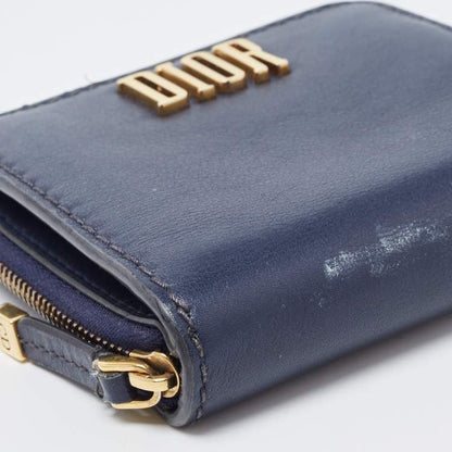 Dior Navy Blue Leather D Fence Zip Wallet