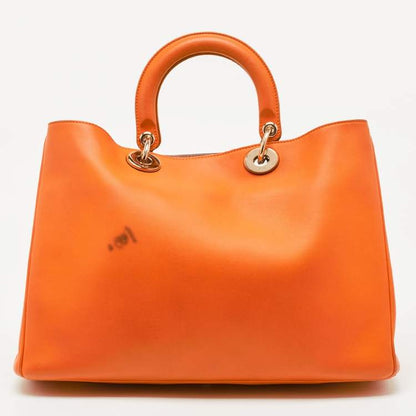 Dior Large Orange Leather Diorissimo Shopper Tote – With Pouch