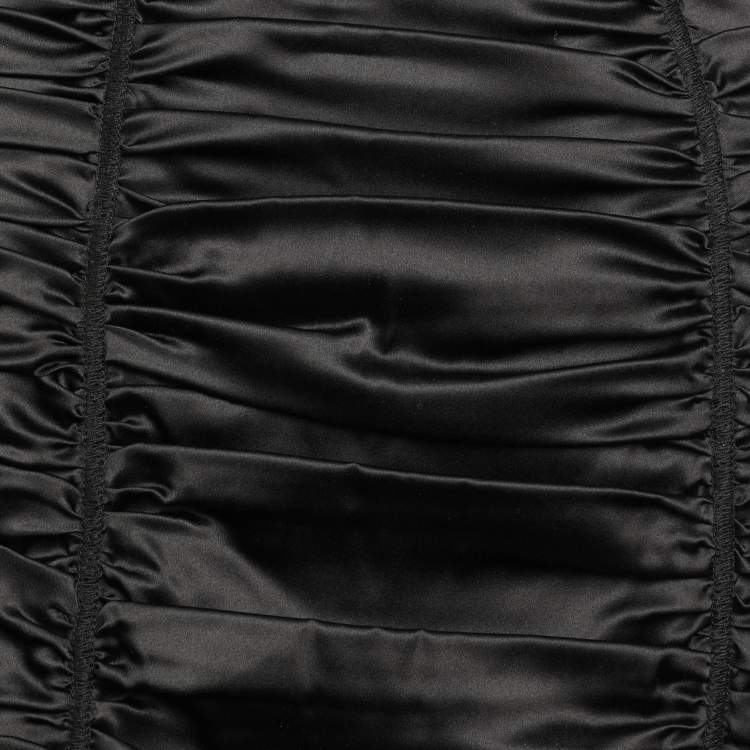 Dolce & Gabbana Black Silk Ruched Midi Skirt – Size L