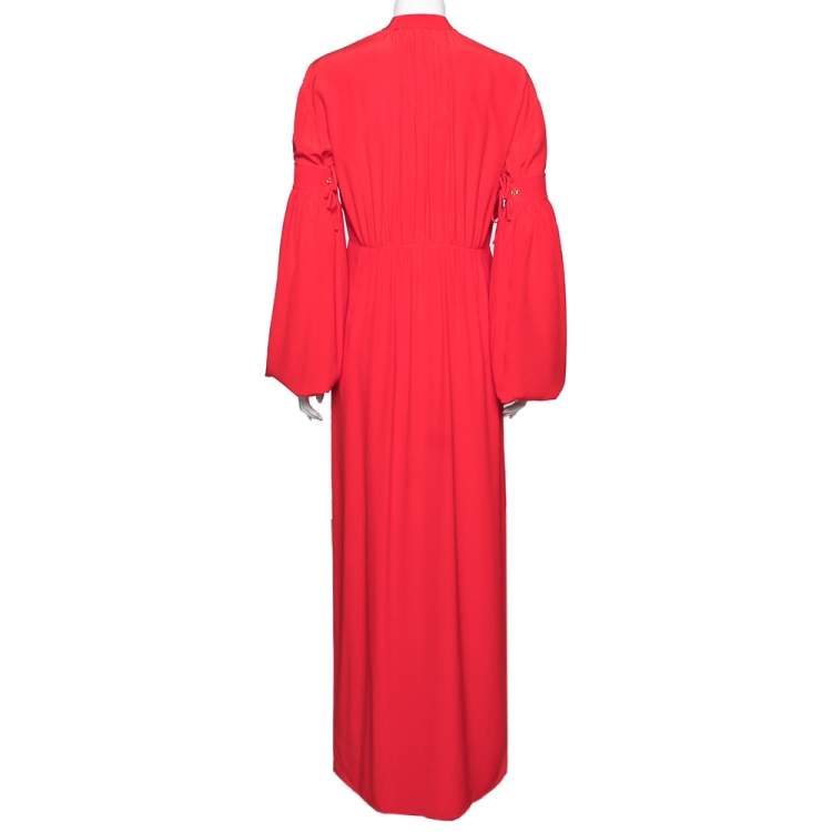 Burberry Red Silk Button Down Maxi Dress – Size S – Brand New