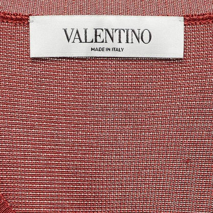 Valentino Red Ostrich Feather Trim Knit V-Neck Sweatshirt – Size S