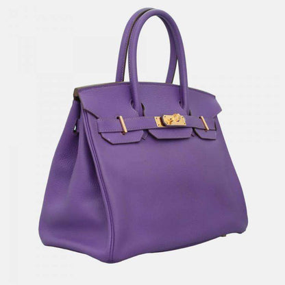 Hermès Birkin 30 Purple Leather with Gold Hardware