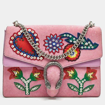 Gucci Pink Suede Dionysus Medium Shoulder Bag