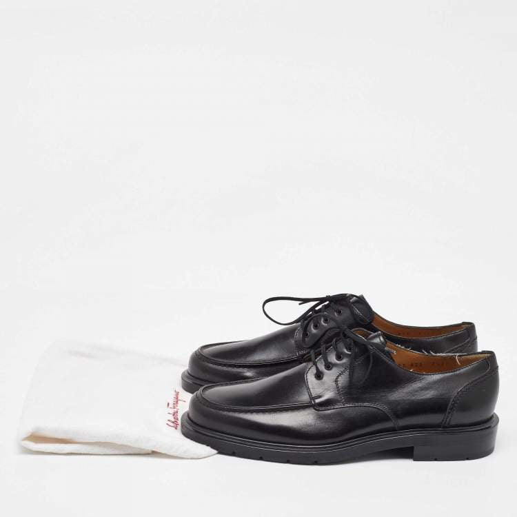 Salvatore Ferragamo Black Leather Derby Shoes – Men’s Size 41.5 - Brand New