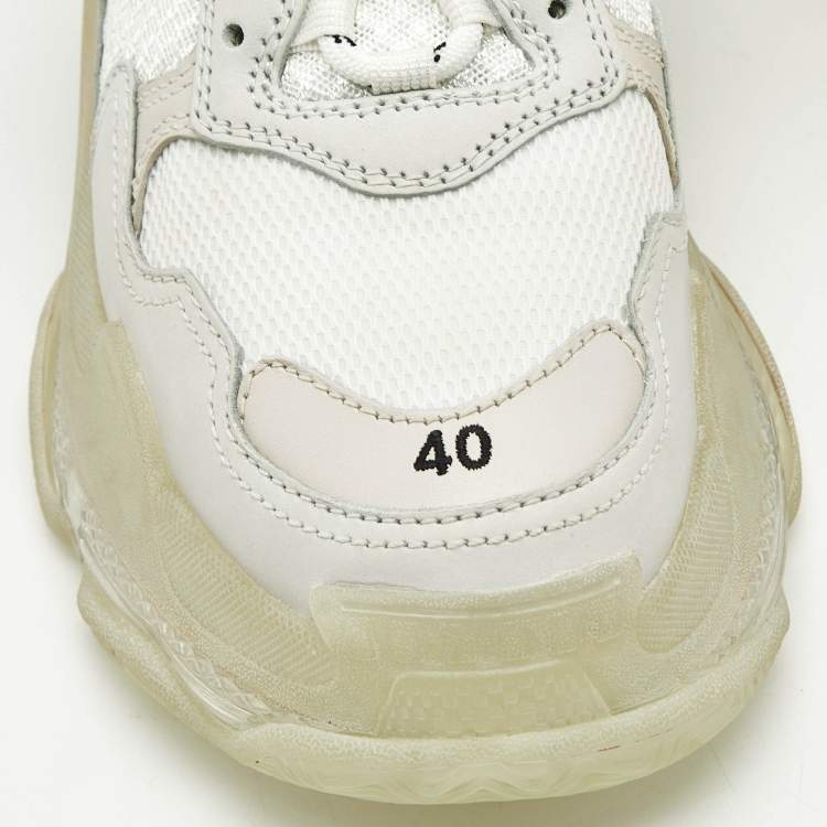 Balenciaga White Triple S Clear Sole Sneakers 40