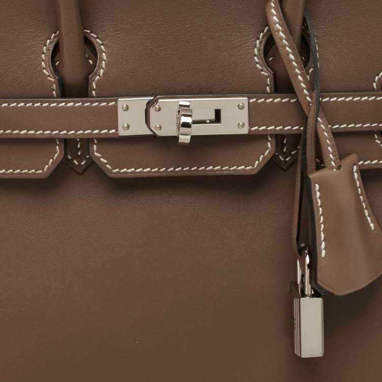 Hermès Birkin 25 Etoupe Tadelakt Leather Bag