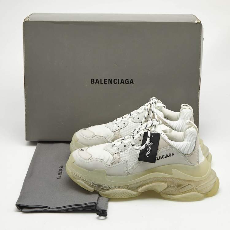 Balenciaga White Triple S Clear Sole Sneakers 40