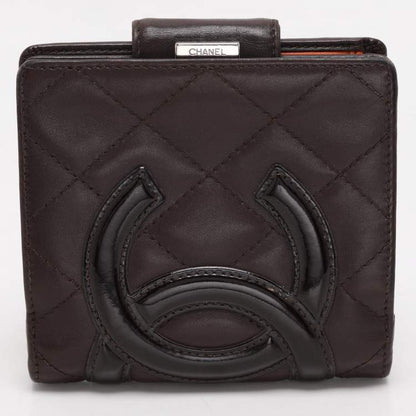 Chanel Brown Quilted Leather Cambon Ligne Compact Wallet