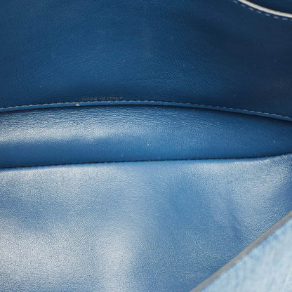 Valentino VLogo Medium Blue Denim and Leather Shoulder Bag