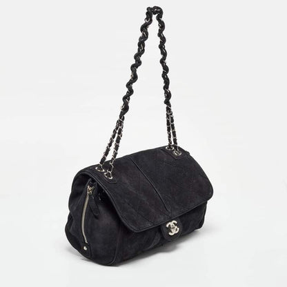 Chanel Black Nubuck Leather Darjeeling Flap Bag – Fair Condition
