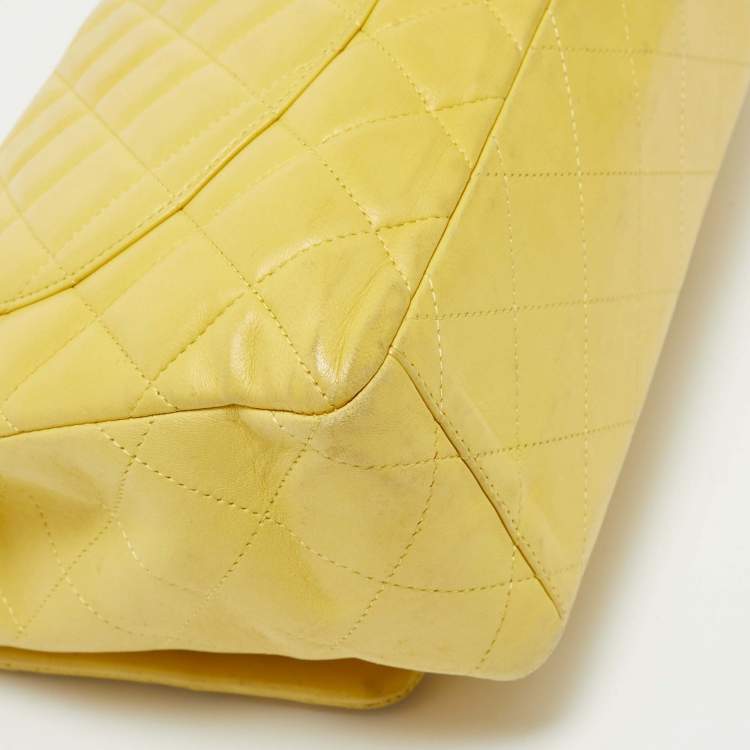 Chanel Yellow Quilted Lambskin Maxi Classic Single Flap Bag – Fair Condition