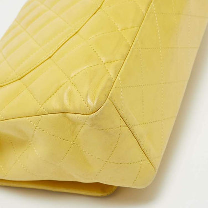 Chanel Yellow Quilted Lambskin Maxi Classic Single Flap Bag – Fair Condition
