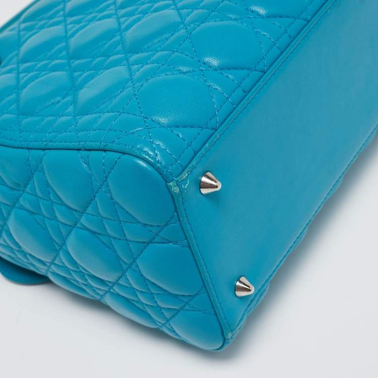 Dior Turquoise Blue Medium Lady Dior Tote