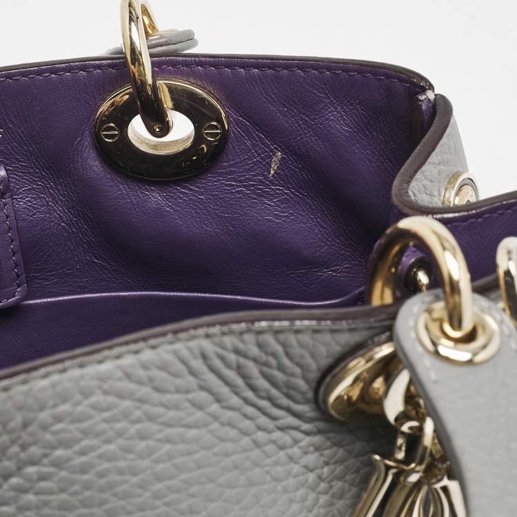 Dior Mini Diorissimo Tote in Grey Leather