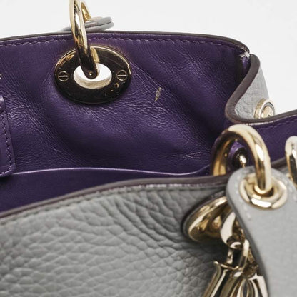 Dior Mini Diorissimo Tote in Grey Leather
