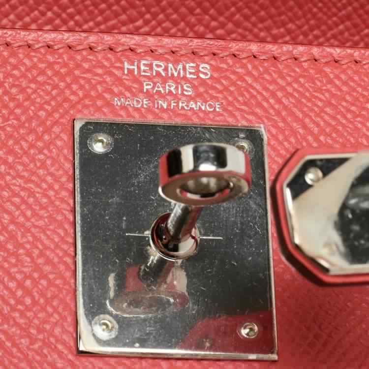 Hermès Rose Jaipur Epsom Leather Palladium Finish Kelly Sellier 28 Bag