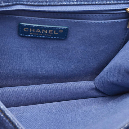 Chanel Blue Quilted Denim CC Flap Double You Backpack