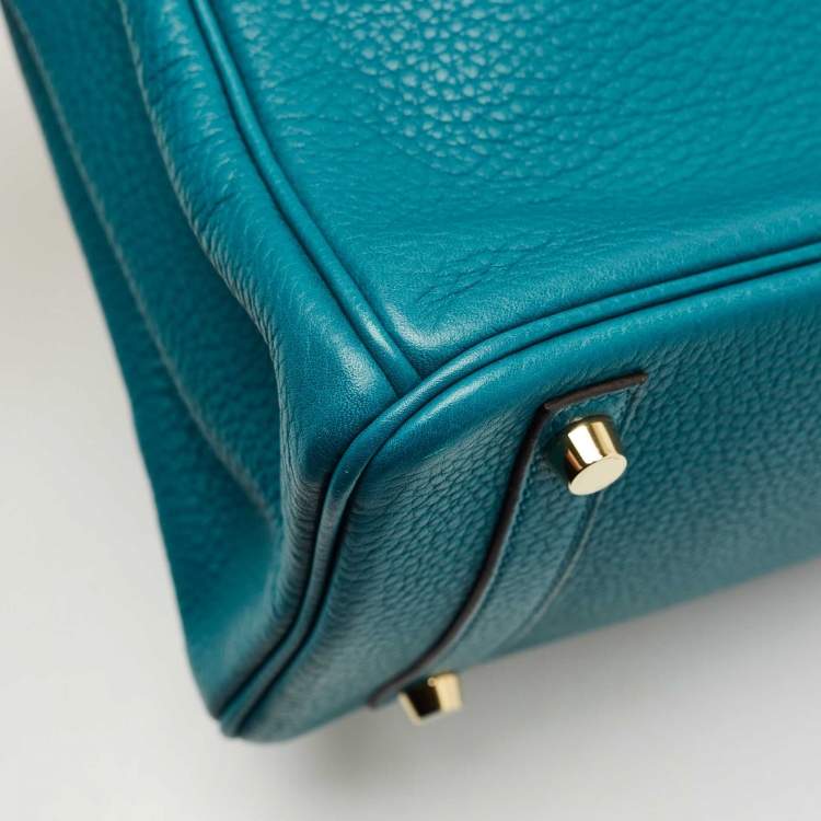 Hermes Blue Izmir Clemence Leather Birkin 30 Bag