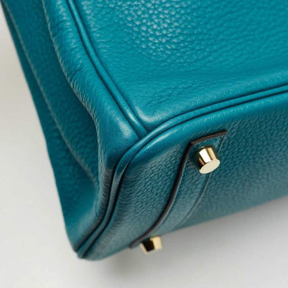 Hermes Blue Izmir Clemence Leather Birkin 30 Bag