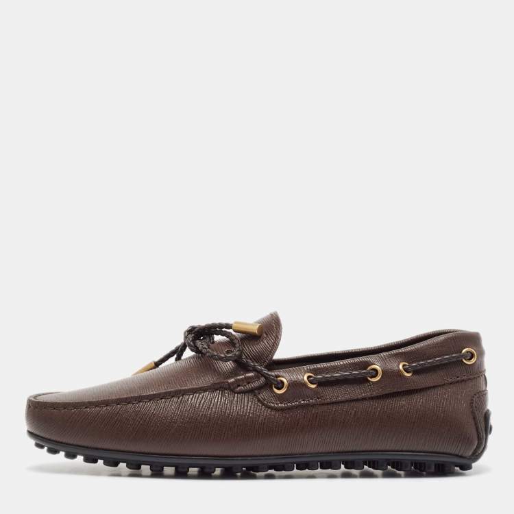 Tod’s Brown Leather Lace-Up Driving Loafers - Size 39.5