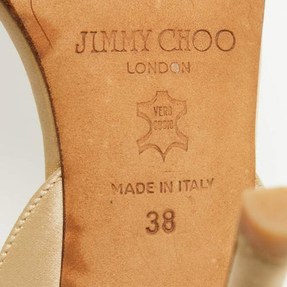 Jimmy Choo Gold Satin Crystal Sandals Size 38 – Embellished Heels