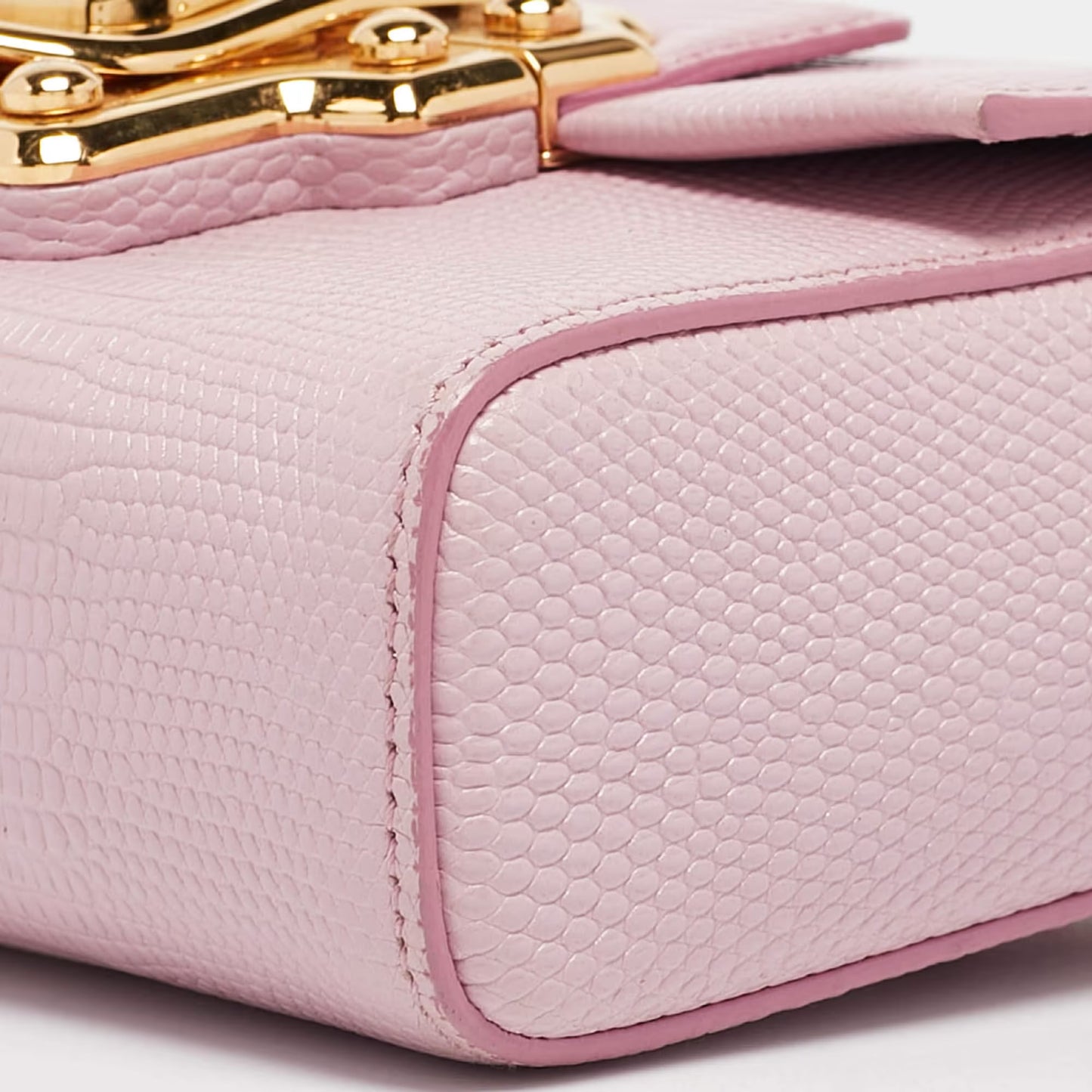 Dolce & Gabbana Lucia Medium Pink Lizard Embossed Leather Crossbody Bags