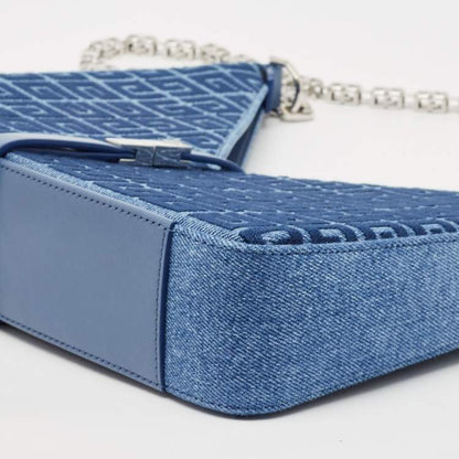 Givenchy Blue Monogram Denim & Leather Cut Out Chain Bag