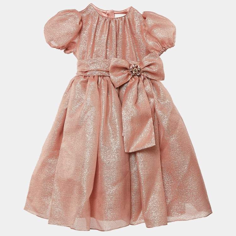 Dolce & Gabbana Kids Pink Lurex Bow Dress – Limited Edition (Size 5–6 Yrs)