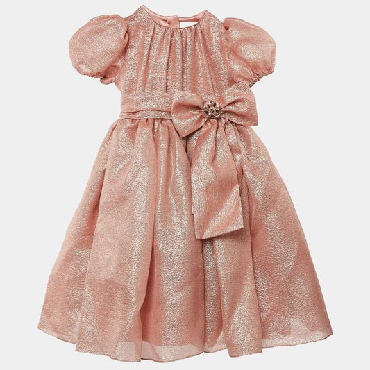 Dolce & Gabbana Kids Pink Lurex Bow Dress – Limited Edition (Size 5–6 Yrs)