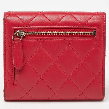 Chanel Red Quilted Leather Trifold CC Wallet – Good Condition