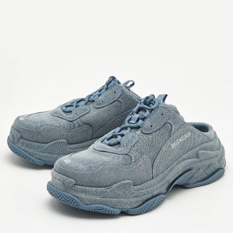 Balenciaga Blue Denim Triple S Mules Size 45