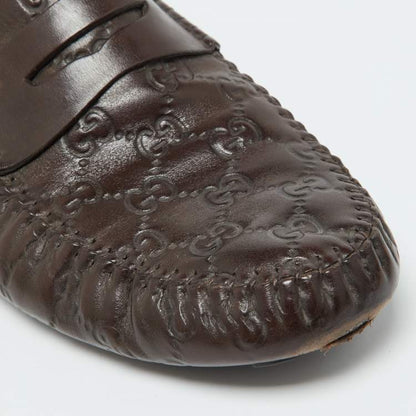 Gucci Brown Guccissima Leather Penny Loafers Size 43