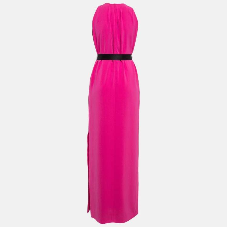CH Carolina Herrera Pink Crepe Sleeveless Belted Maxi Dress – Size S